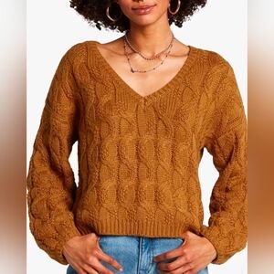 Volcom Women’s Bingable Cable Knit Sweater Bronze Size XL